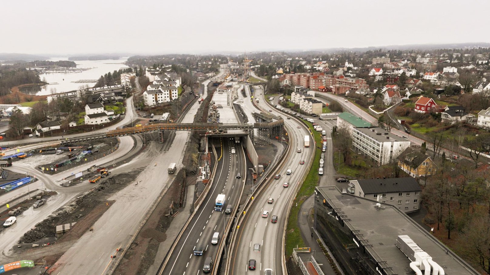 Statens vegvesen - Byggebilder fra Fornebukrysset-Strand prosjektet