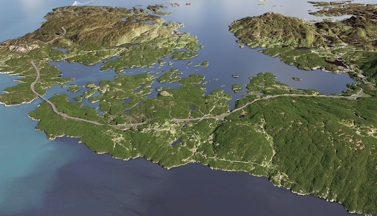 Veglinjen frå Søreid til Bjørnafjordbrua