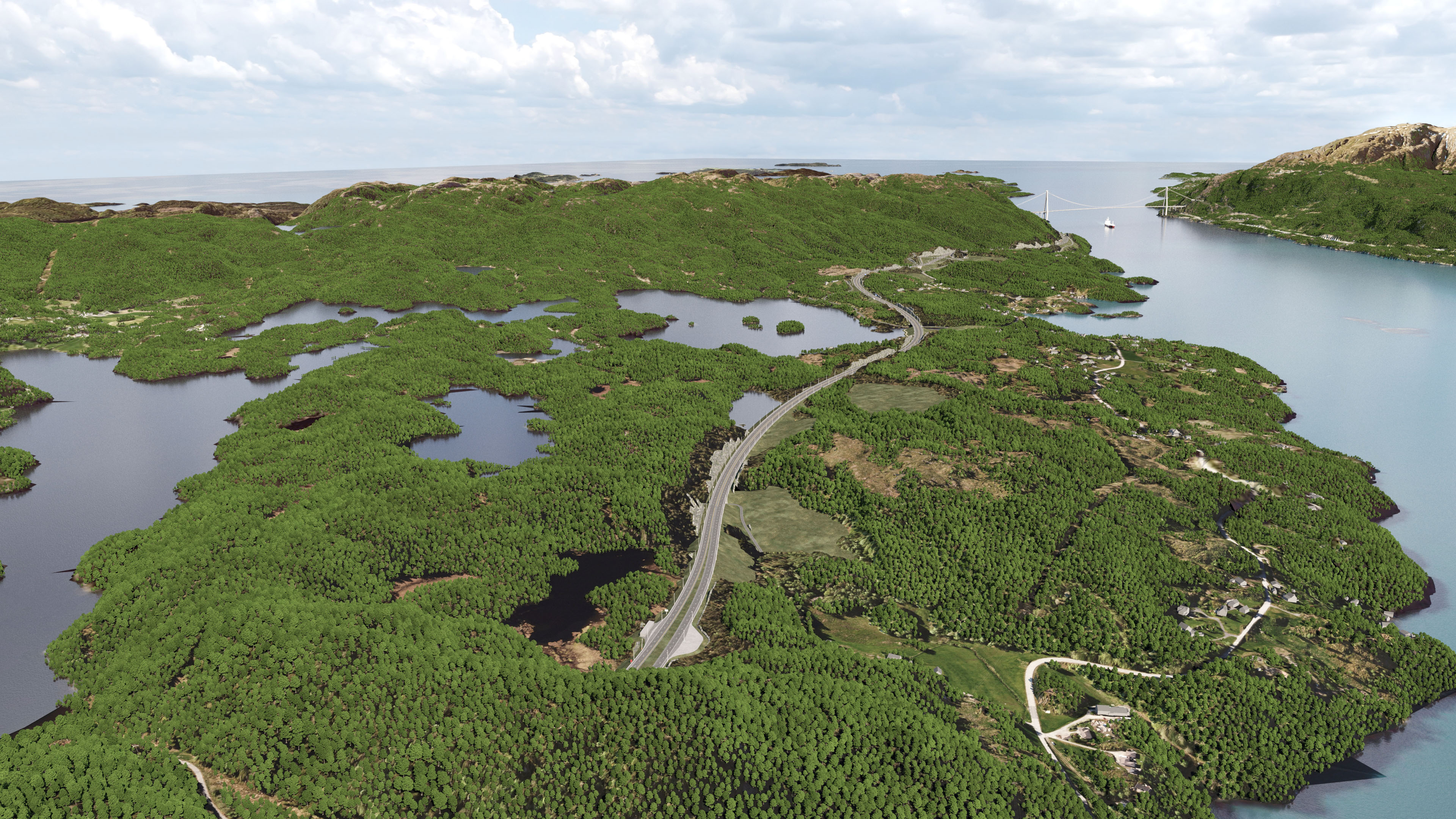 Ny E39 sør på Tysnes, mot Langenuen bru