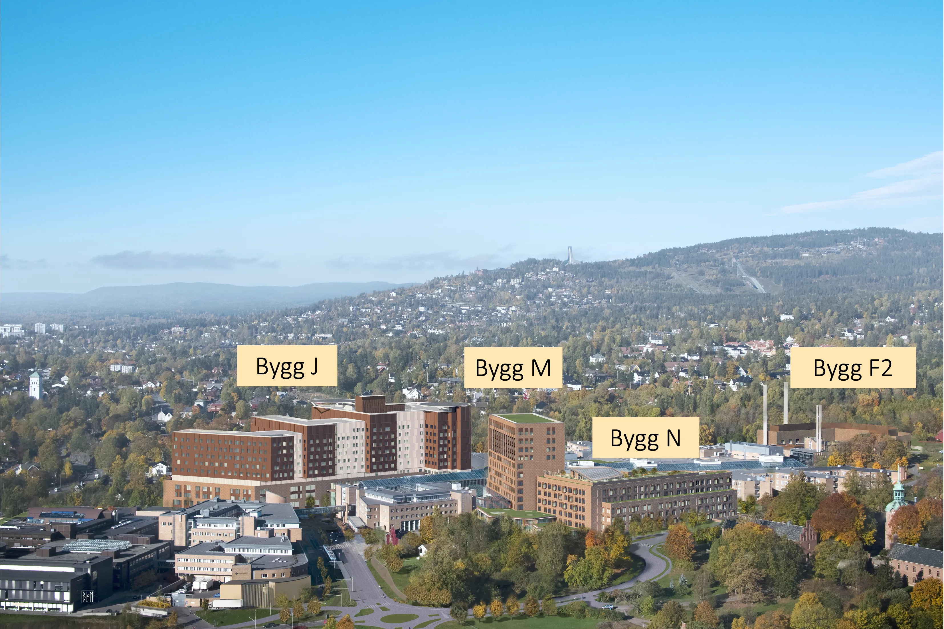 Illustrasjon av Nye Rikshospitalet