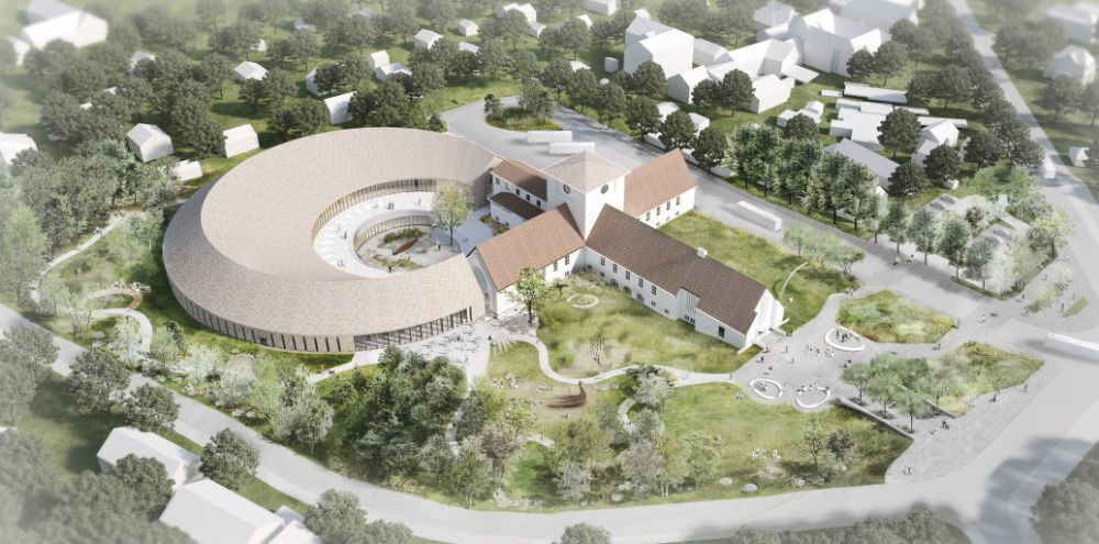 En illustrasjon av det nye Vikingtidsmuseet, som åpner i 2027.

Foto: AART architects